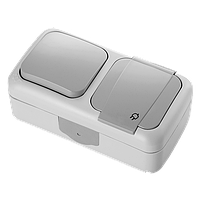 Вимикач + розетка Palmiye IP54 VIKO сірий, накладний Віко, навісний настінний зовнішній 90555581