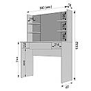 Туалетний столик з дзеркалом, шухлядою та полицями, фото 4