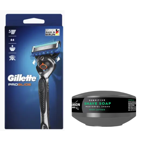 Станок Gillette Fusion ProGlide 2 картриджі Flexball (картон) + Мило для гоління Wilkinson Sword для чутливої шкіри 125 г