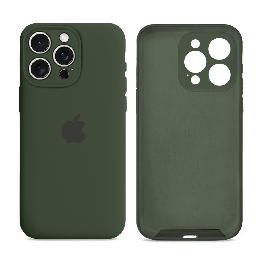 Чохол Silicone case Full Camera Protective для IPhone 12 Pro Forest green темно-зелений