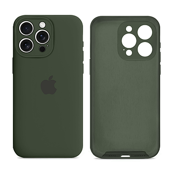 Чохол Silicone case Full Camera Protective для IPhone 12 Pro max Forest green темно-зелений