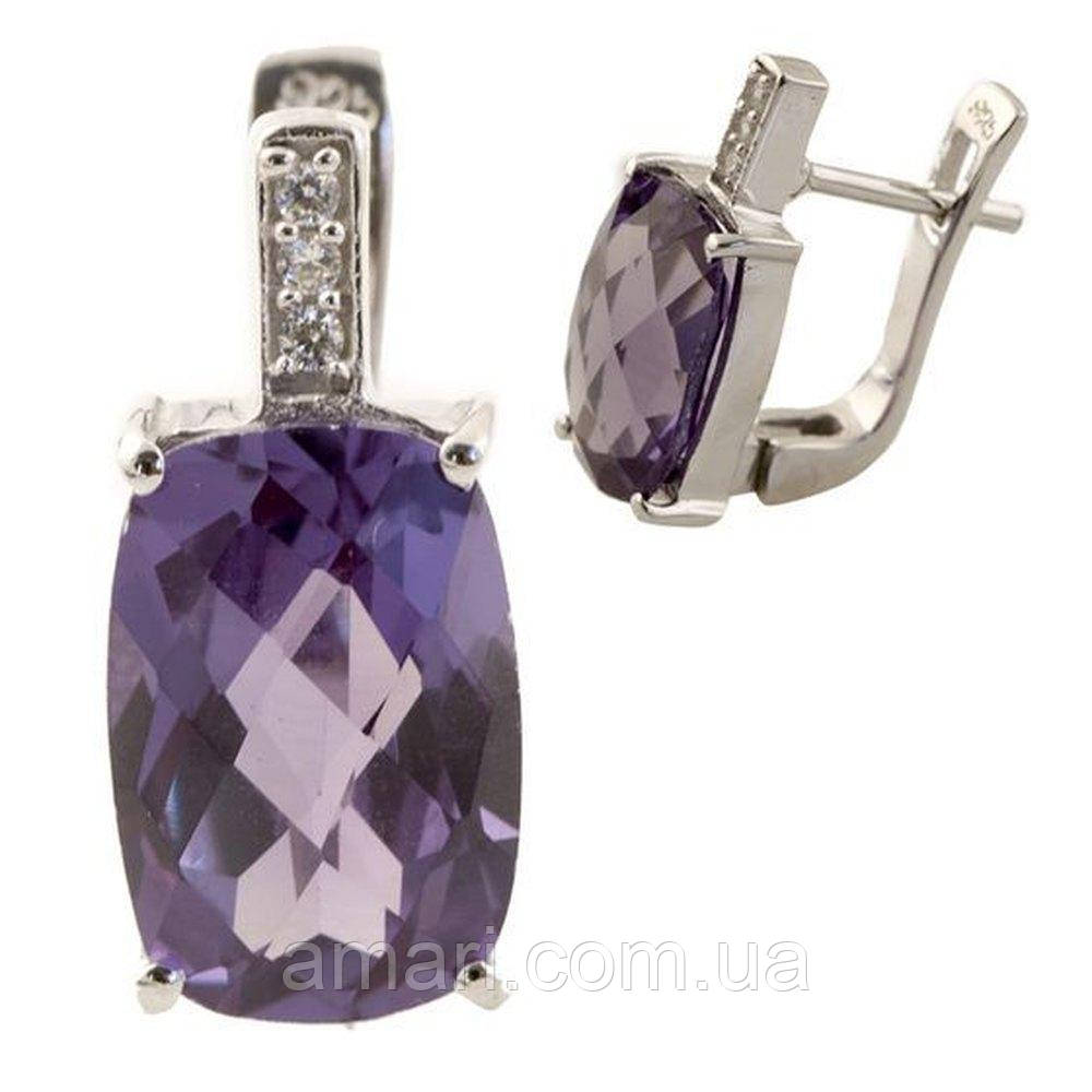 Срібні сережки Komilfo з александритом 10.105ct (1131992)