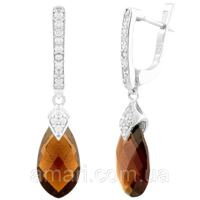 Срібні сережки Komilfo з натуральним гранатом 10.825ct (1531792), фото 1