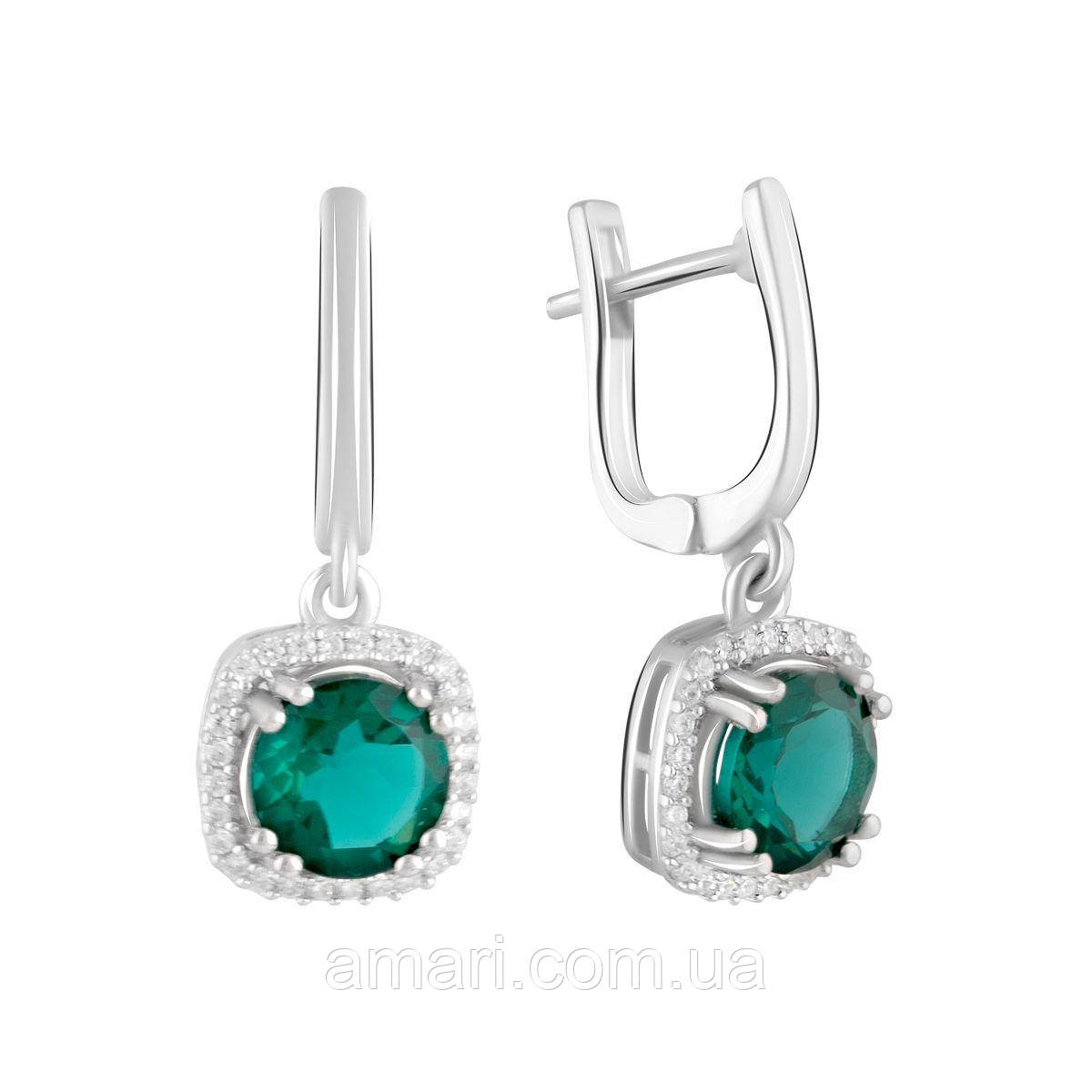 Срібні сережки Komilfo зі смарагдом nano 3.931ct (2089865)