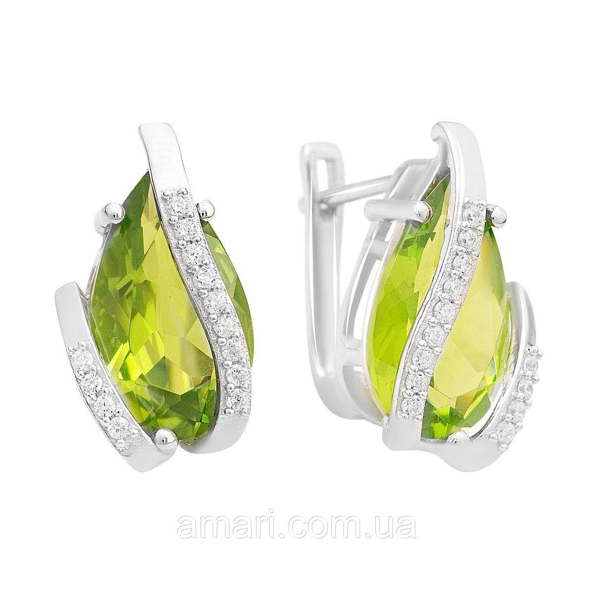 Срібні сережки Komilfo з хризолітом 9.628ct (2157373)