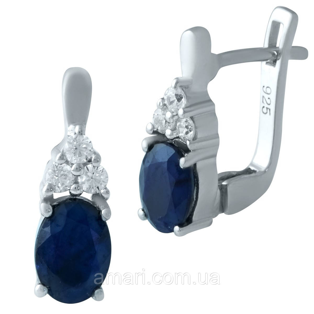 Срібні сережки Komilfo з натуральним сапфіром 2.41ct (1938782), фото 1