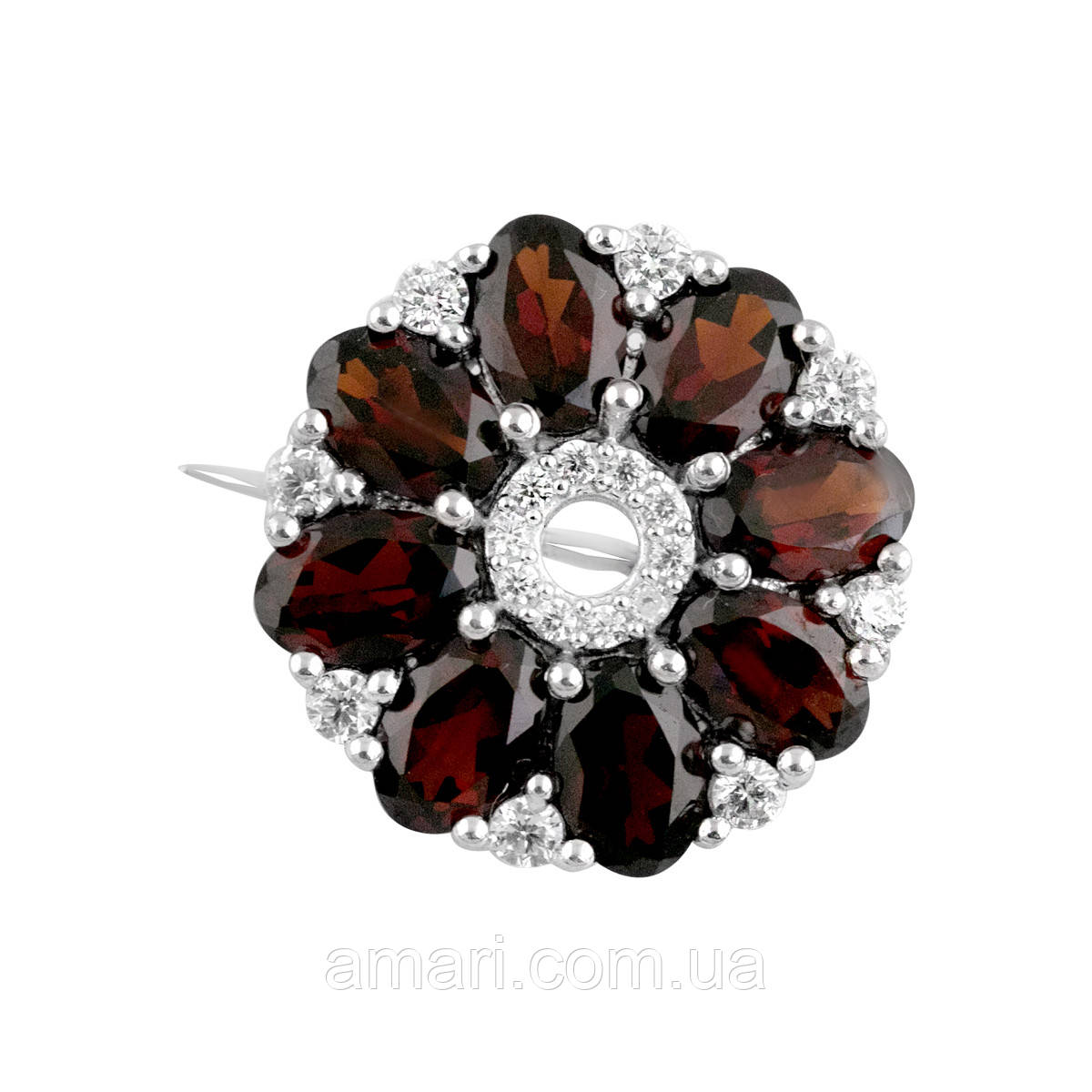 Срібна брошка Komilfo з натуральним гранатом 5.346ct (2112266)