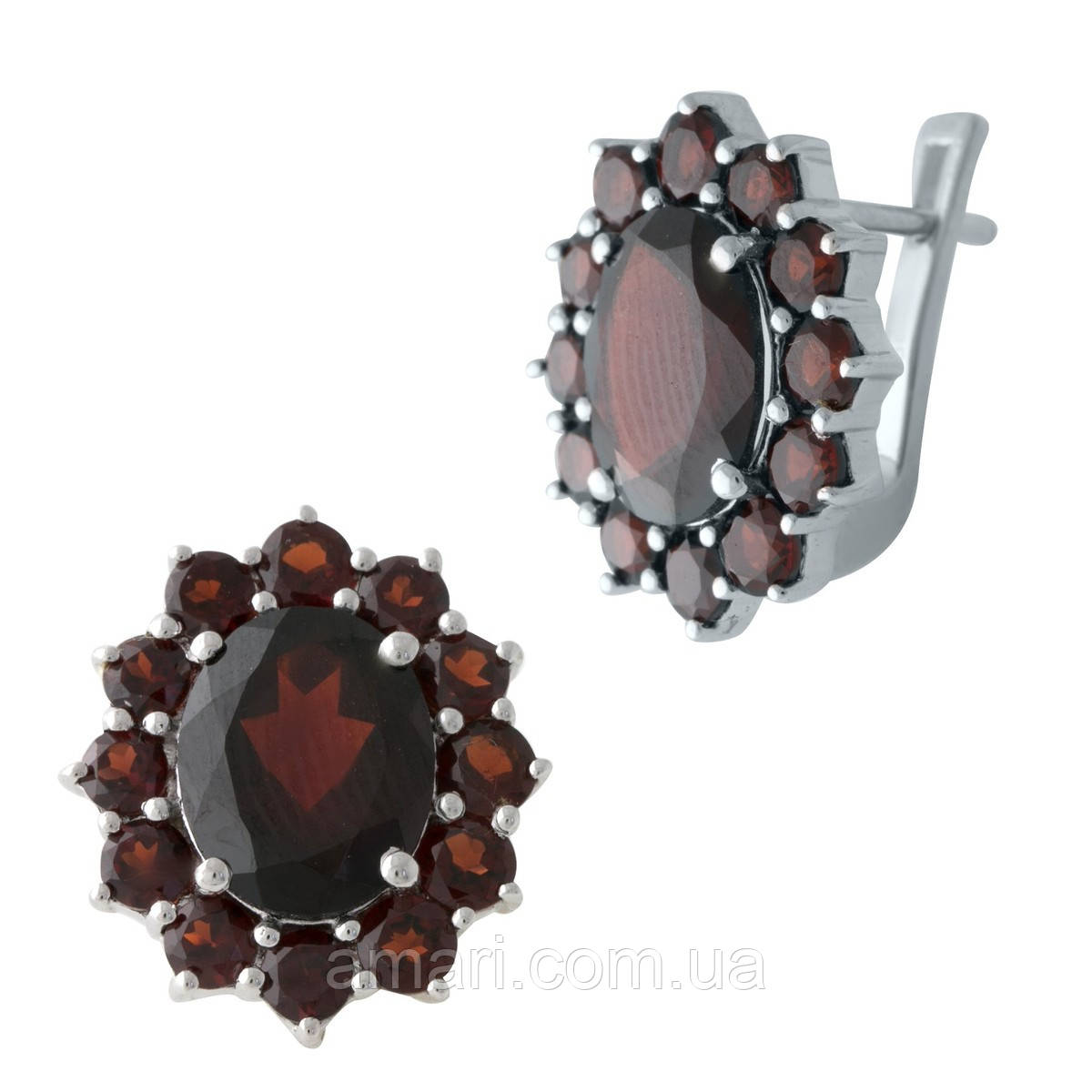 Срібні сережки Komilfo з натуральним гранатом 8.889ct (1984000)
