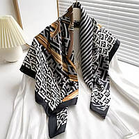 Стильна молодіжна хустка Fendi Фенді . Жіночий літній атласний натуральний платок