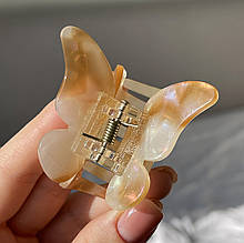 Шпилька-крабик для волосся Fashion Jewerly "Метелик" затискач з ацетату, колір кремово-коричневий перламутр (2 тип)