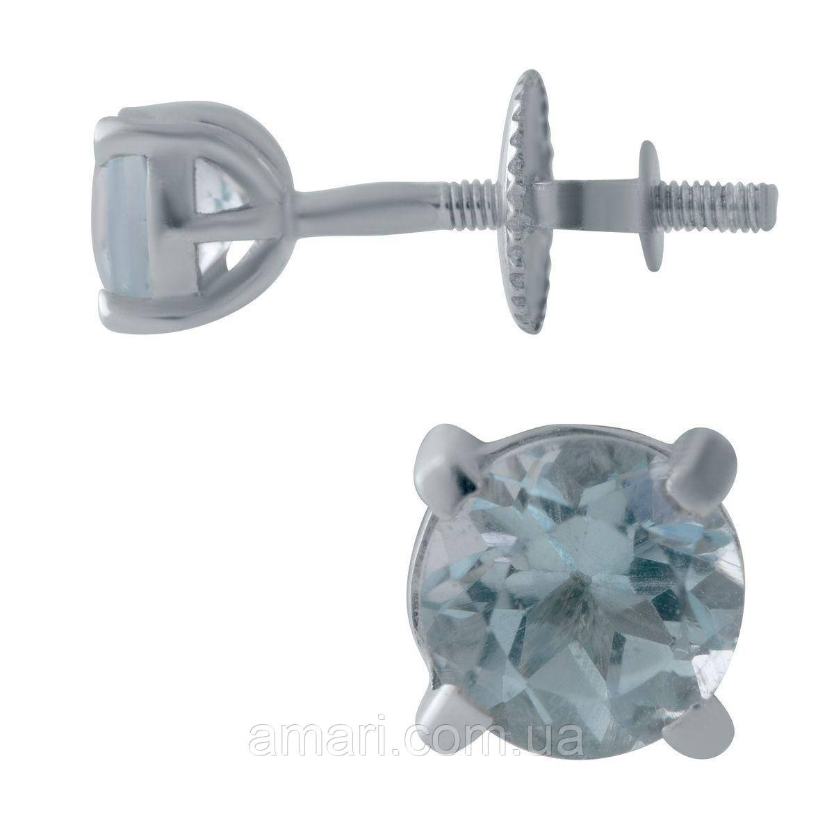Срібні сережки Komilfo з натуральним топазом 1.193ct (2020547)