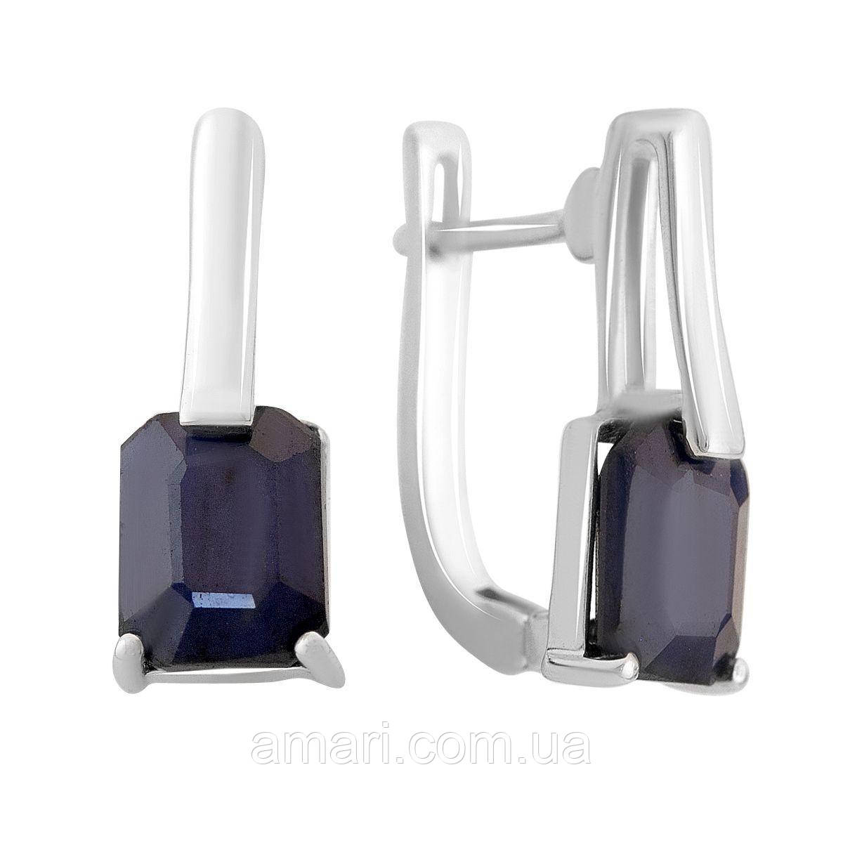 Срібні сережки Komilfo з натуральним сапфіром 3.22ct (2162742), фото 1