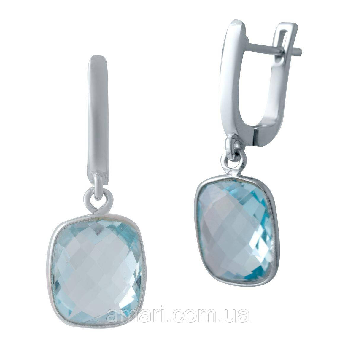 Срібні сережки Komilfo з натуральним топазом 11.913ct (2042617)