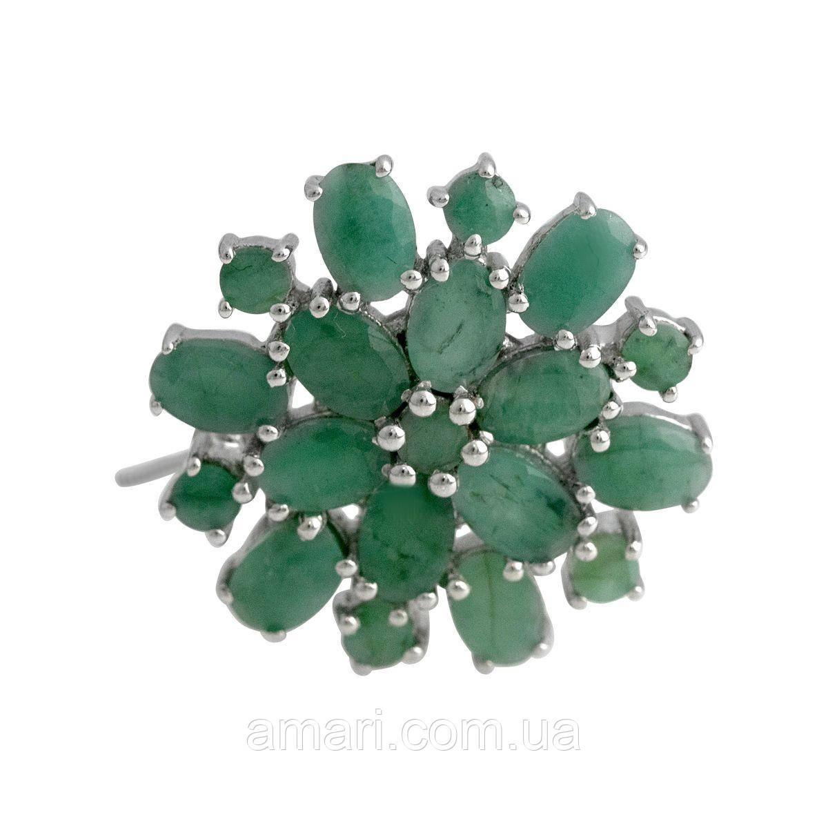 Срібна брошка Komilfo з натуральним смарагдом 5.885ct (2140948)