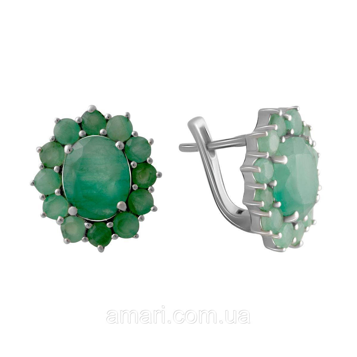 Срібні сережки Komilfo з натуральним смарагдом 8.02ct (2065135)