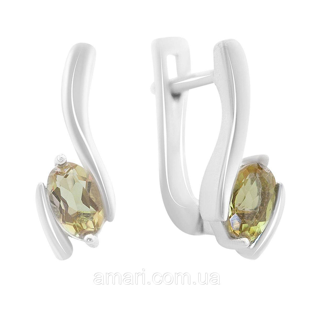 Срібні сережки Komilfo зі Султаніт султанітом 0.892ct (2168867)