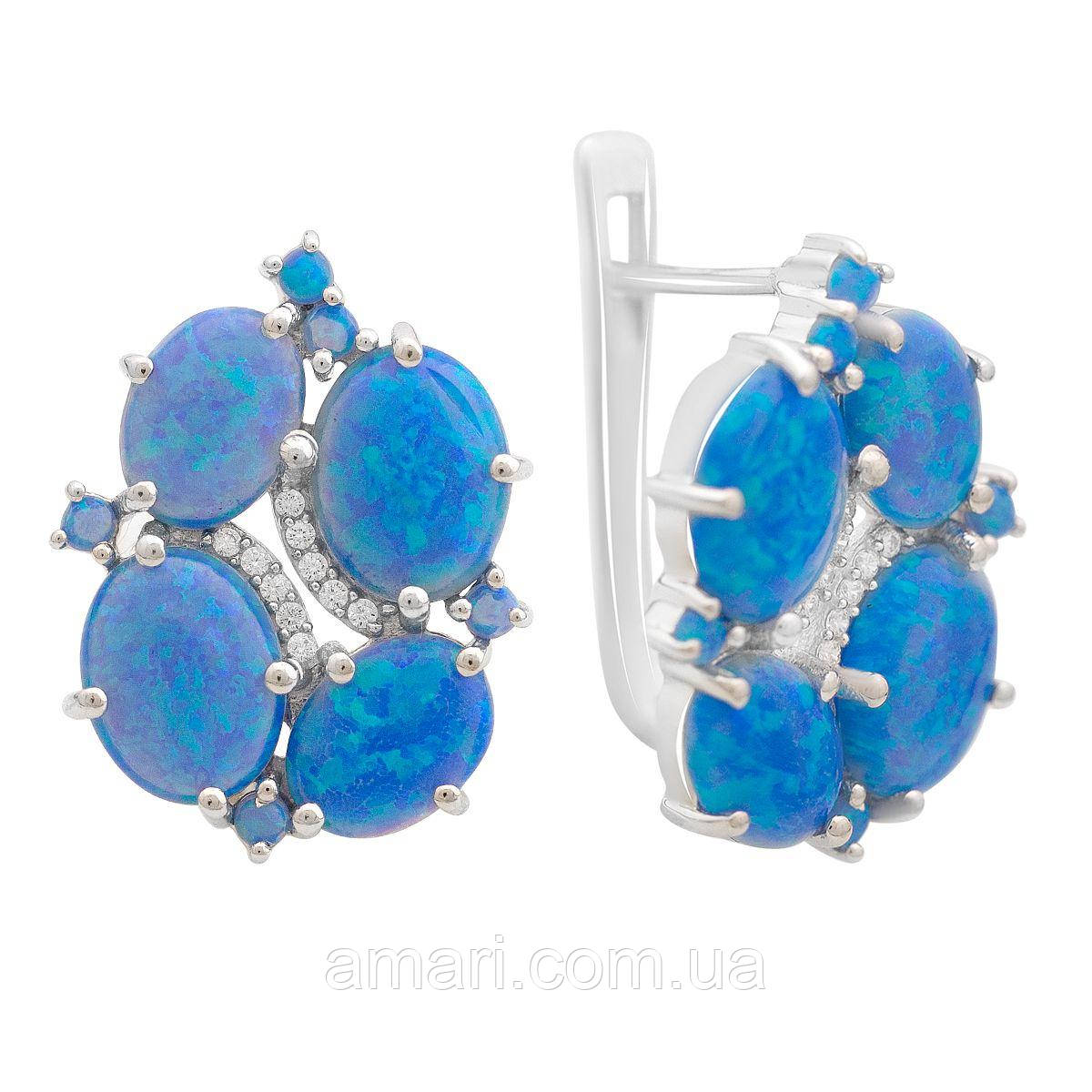 Срібні сережки Komilfo з опалом 5.04ct, фіанітами (2170082), фото 1