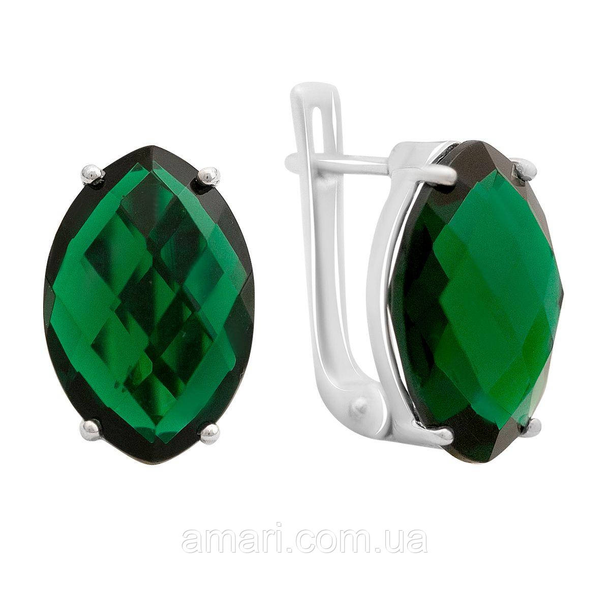 Срібні сережки Komilfo зі смарагдом nano 10.35ct (2170266), фото 1
