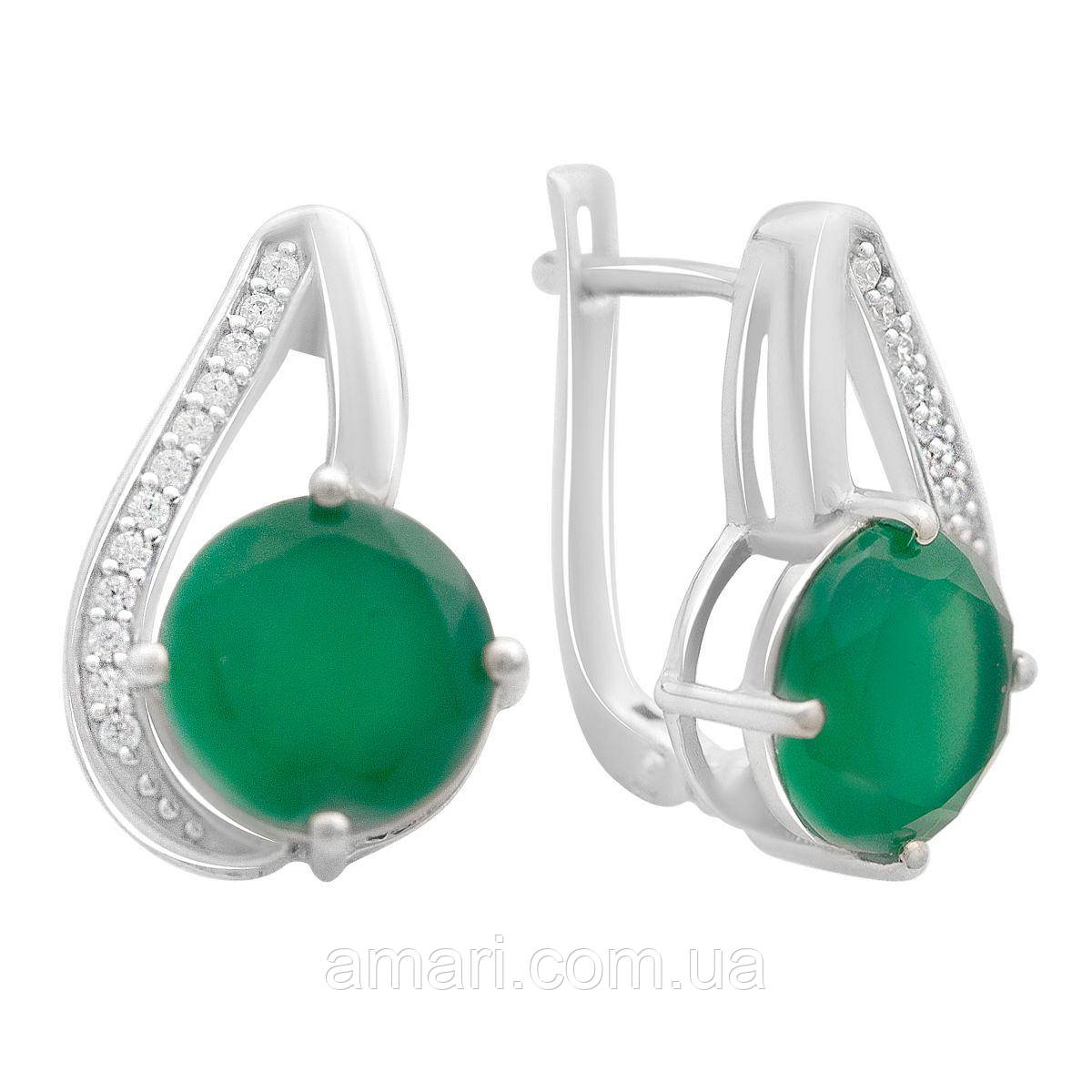 Срібні сережки Komilfo з натуральним агатом 6.745ct (2171089), фото 1