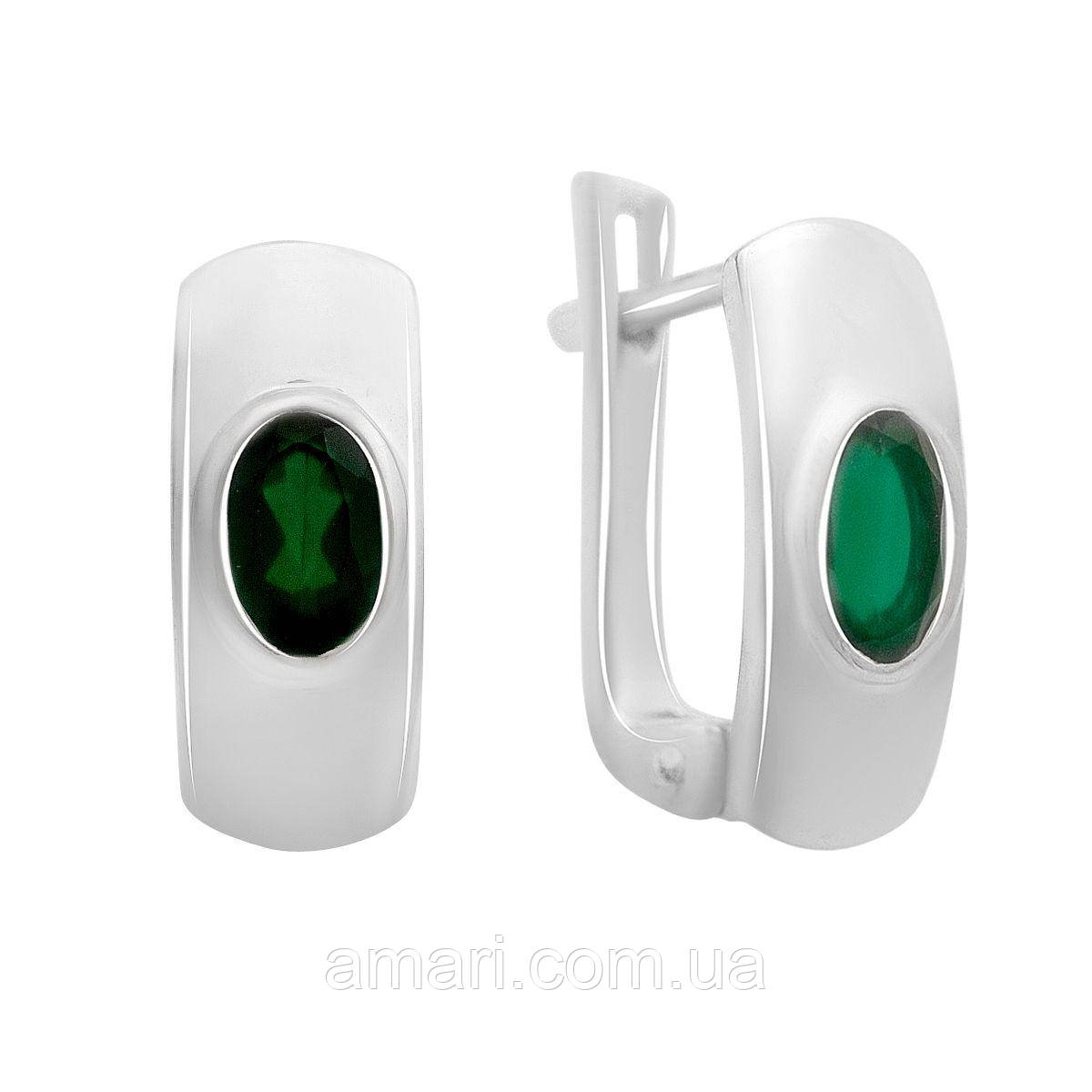 Срібні сережки Komilfo з натуральним агатом 0.825ct (2171140), фото 1
