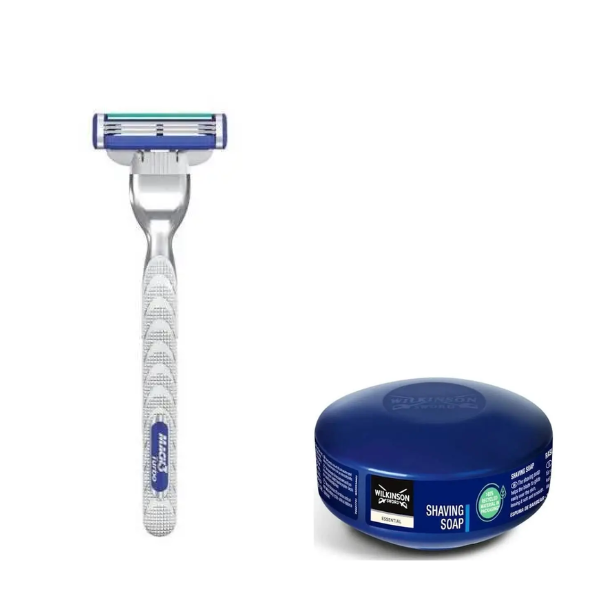 Станок для гоління Gillette Mach3 Turbo (1 картридж) + Wilkinson Essential Мило для гоління 125 г