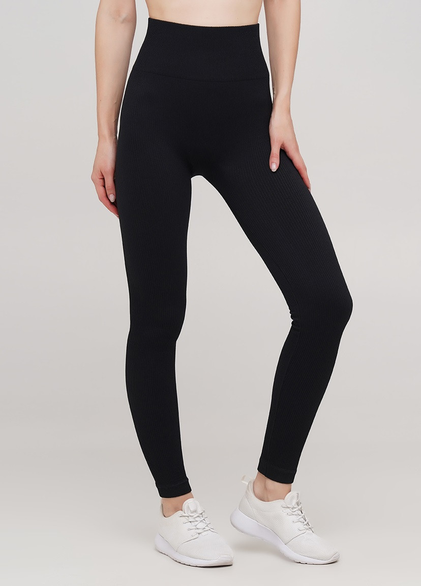 Легінси жіночі в рубчик з пуш-ап LEGGINGS RIB 18865 L-XL чорні код ID 5055481