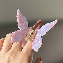 Шпилька-крабик для волосся Fashion Jewerly "Метелик" затискач з ацетату, колір фіолетово-рожевий перламутр (1 тип)