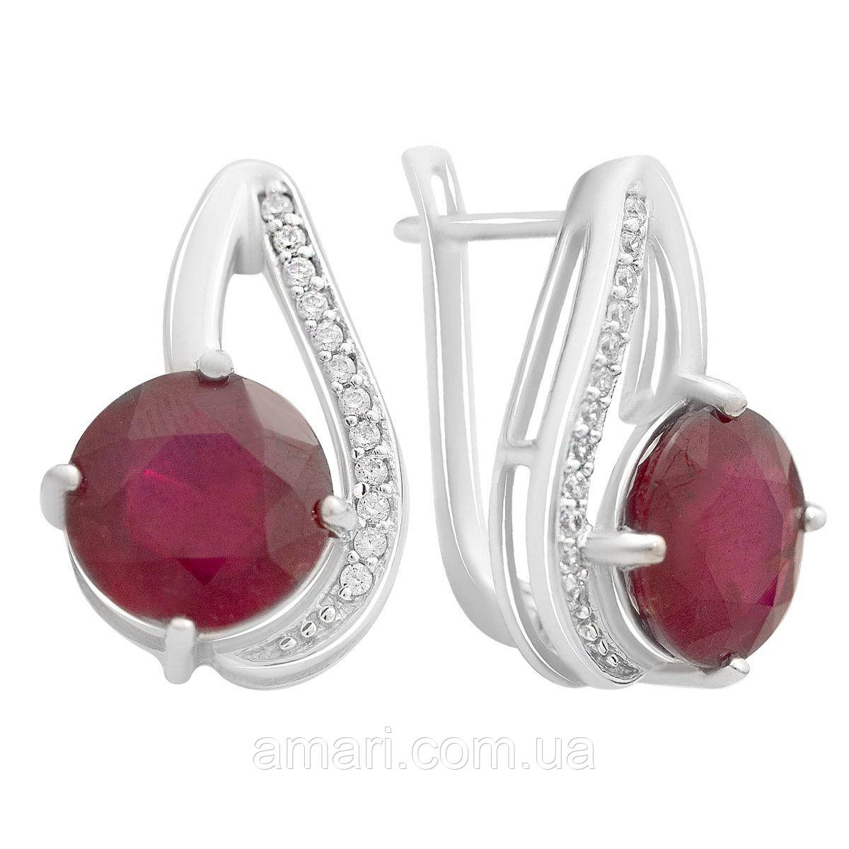 Срібні сережки Komilfo з натуральним рубіном 2.527ct (2172567), фото 1