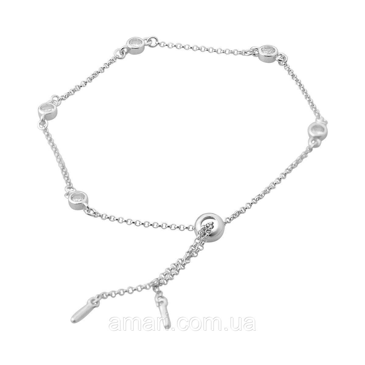 Срібний браслет Komilfo з фіанітами, вага виробу 2,47 г (2173885) adjustable розмір