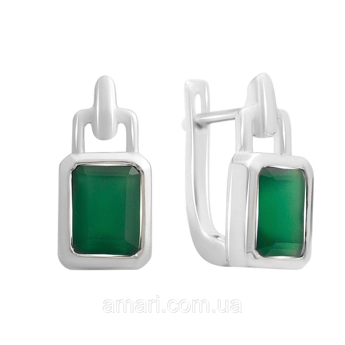 Срібні сережки Komilfo з натуральним агатом 2.938ct (2174059)