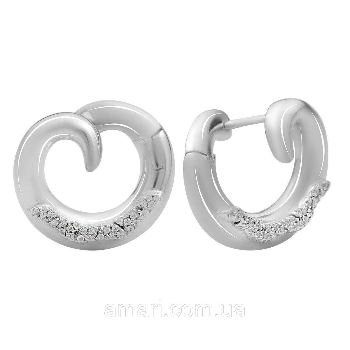 Срібні сережки Komilfo з фіанітами (2175506), фото 1