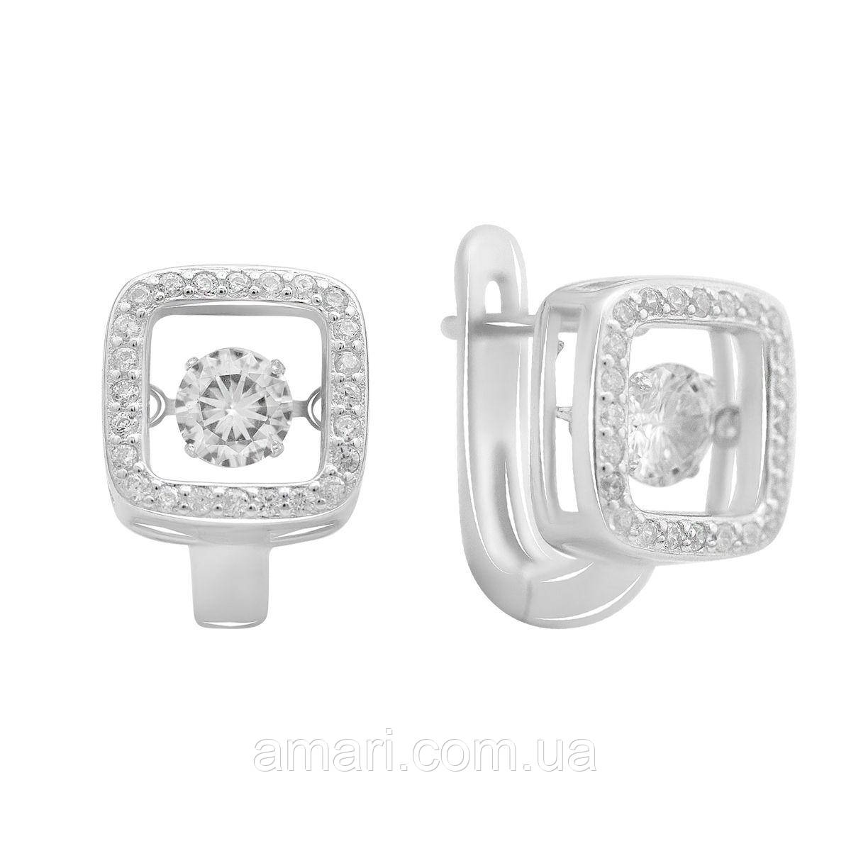 Срібні сережки Komilfo з фіанітами (2176411), фото 1