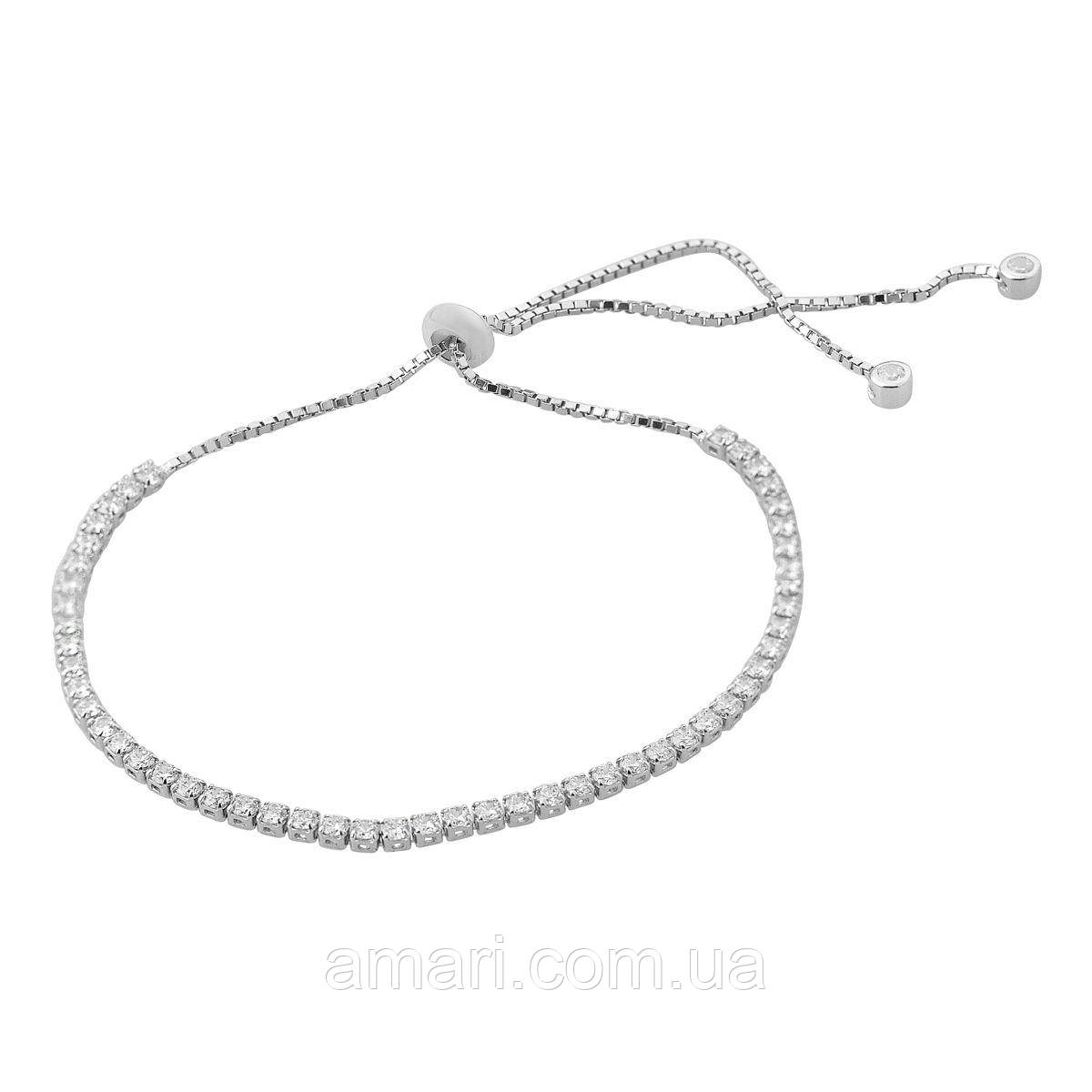 Срібний браслет Komilfo з фіанітами, вага виробу 3,13 гр (2176541) adjustable розмір