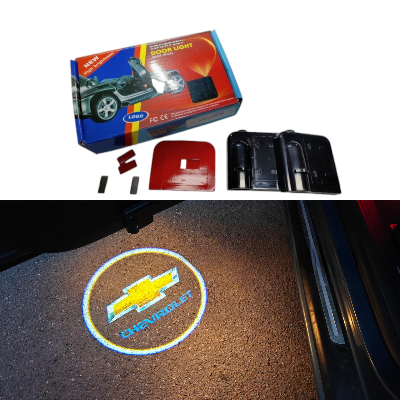 Лазерне підсвічування на дверях автомобіля з логотипом Chevrolet