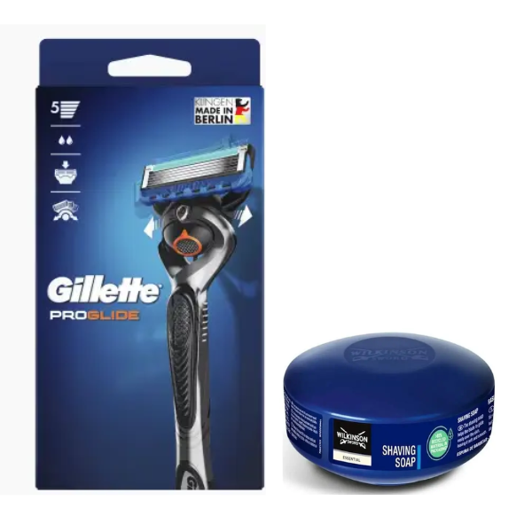 Станок Gillette Fusion ProGlide 2 картриджі Flexball (картон) + Wilkinson Essential Мило для гоління 125 г