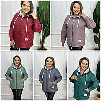 Жіноча демісезонна стьобана куртка батал: 48-50, 52-54, 56-58, 60-62 - графіт, смарагд, бордо, оливка, фрез