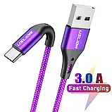 Кабель USB Type-C - USB (3m) провід швидкого заряджання для телефону USLION US0125PR.3 фіолетовий, фото 2