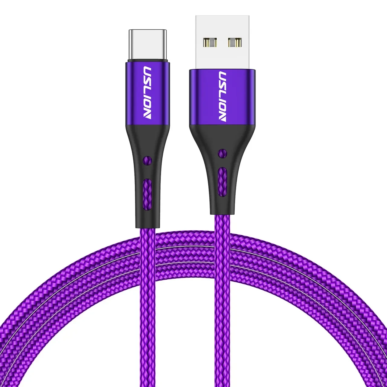 Кабель USB Type-C - USB (3m) провід швидкого заряджання для телефону USLION US0125PR.3 фіолетовий