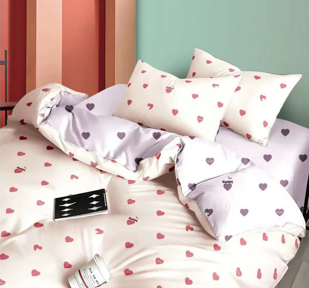 Постільна білизна ранфорс Сердечка мікс, фото 1