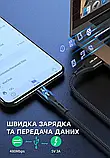 Кабель MicroUSB - USB (3m) провід швидкого заряджання для телефону USLION US0124R, фото 8