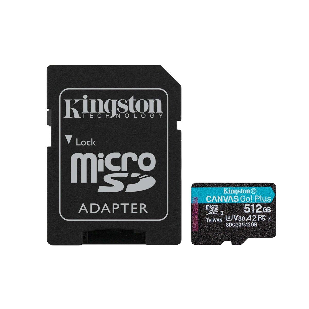Карта пам'яті microSDXC (UHS-1 U3) Kingston Canvas Go Plus 512Gb class 10 A2 V30 (R170MB/s, W90MB/s) (adapter SD)