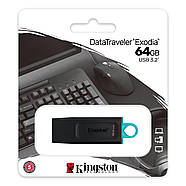 Флеш-накопичувач Kingston USB 3.2 DT Exodia 64GB Black/Teal, фото 3