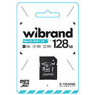 Карта пам'яті microSDXC (UHS-1 U3) Wibrand 128Gb class 10 (adapter SD), фото 3
