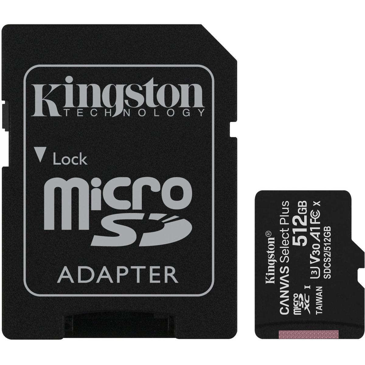 Карта пам'яті microSDXC (UHS-1) Kingston Canvas Select Plus 512Gb class 10 А1 (R-100MB/s) (adapter SD)