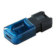 Флеш-накопичувач Kingston USB 3.2 DT 80M 64GB Type-C Black/Blue, фото 4