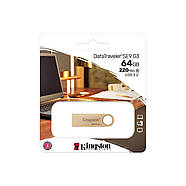 Флеш-накопичувач Kingston USB 3.2 SE9 G3 64GB 220MB/s Metal/Gold, фото 3