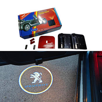 Світлодіодне підсвічування на дверях автомобіля з логотипом Peugeot