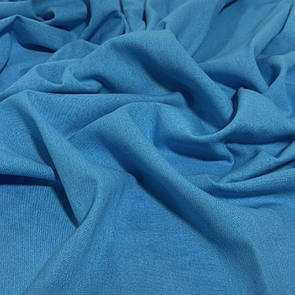 Лляна тканина однотон натуральна бавовна з віскозою 140 см Блакитна-бірюза