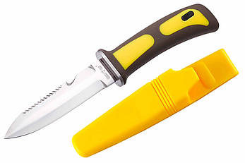 Ніж для дайвінгу Судак, з стропорезом і пластиковим чохлом з ременями для кріплення на тіло, фото 2