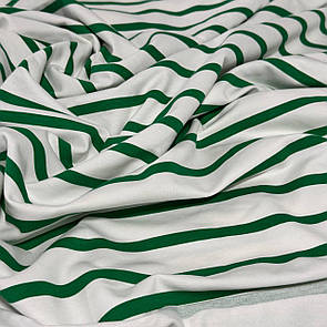 Двонитка трикотаж 70% бавовна Туреччина 180 см 1,8/0,8 см Зелений з білим